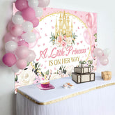 Lofaris Floral Pink Balloons Castle Baby Shower Backdrop